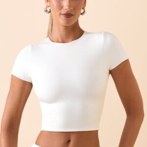 Modal Cap-Sleeve Crop Top in White